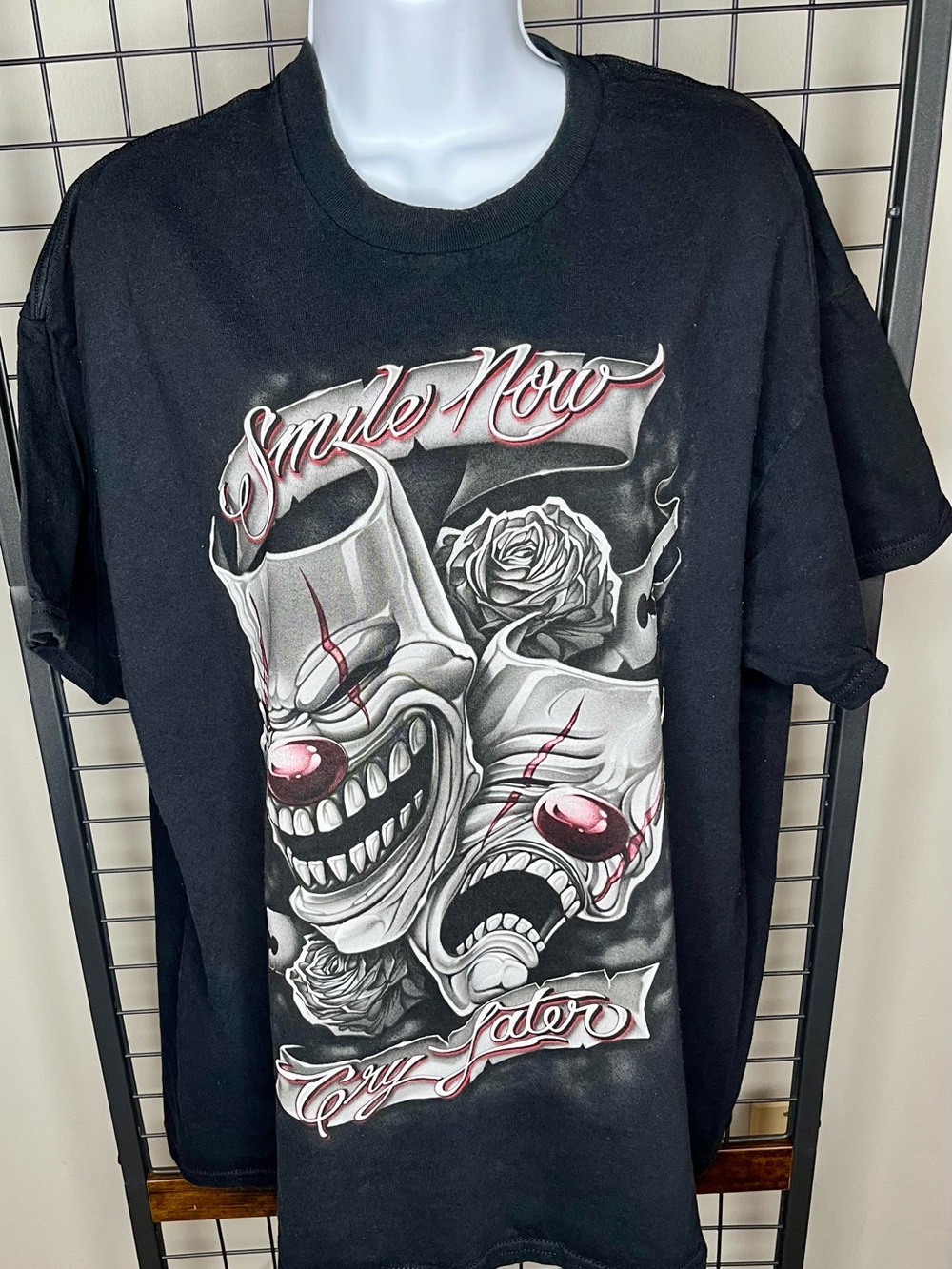 Men's Black Graphic 'Smile Now, Cry Later' T-Shirt